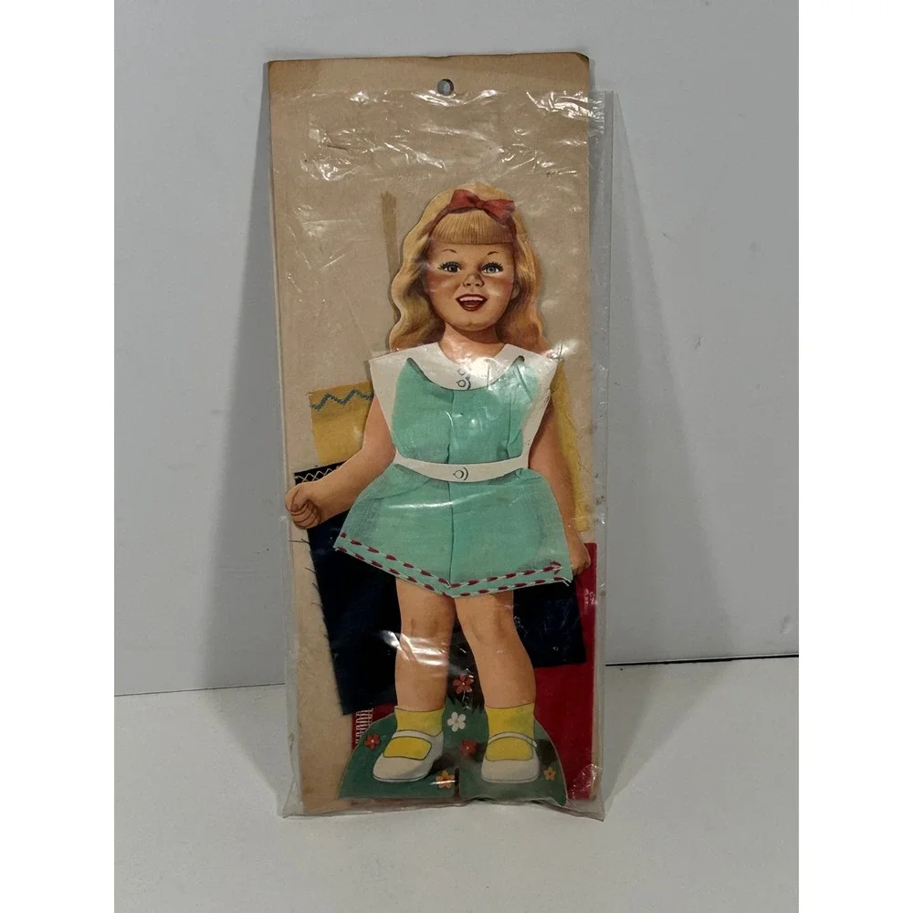 Vintage Paper Doll Set with Fabric Scraps and Pattern Sheet Blonde Girl Toy
